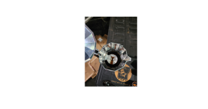 Top-down view of Cuban coffee brewing in a moka pot during a USAR deployment.