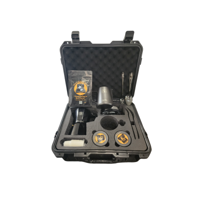Search Grounds 72-Hour Cuban Coffee Kit with cafecito gear in protective foam case, including Moka pot, stove, mug, coffee, and accessories